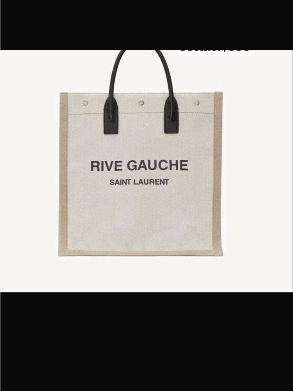 Saint Laurent Canvas Rive Gauche Tote in Cream with Black Handles